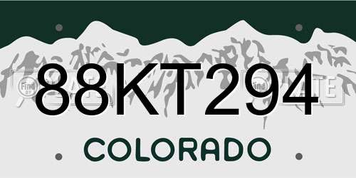 88KT294 Colorado License Plate
