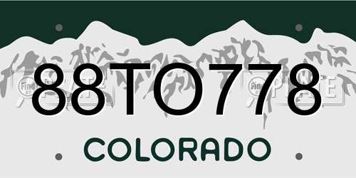 88TO778 Colorado License Plate
