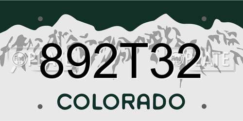 892T32 Colorado License Plate