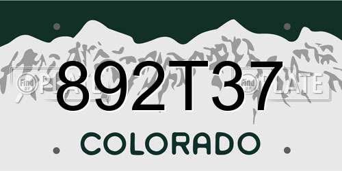892T37 Colorado License Plate