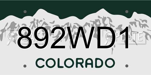 892WD1 Colorado License Plate