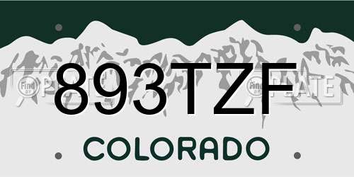 893TZF Colorado License Plate