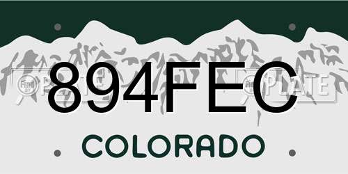 894FEC Colorado License Plate