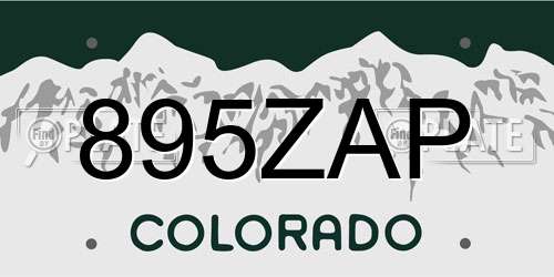 895ZAP Colorado License Plate