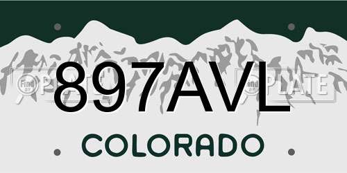 897AVL Colorado License Plate