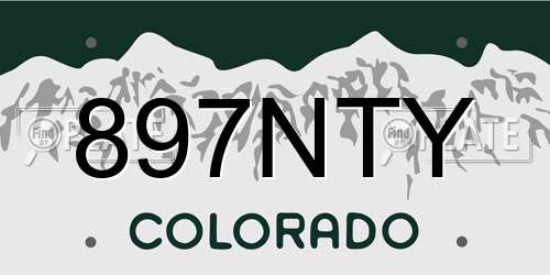 897NTY Colorado License Plate