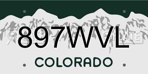 897WVL Colorado License Plate