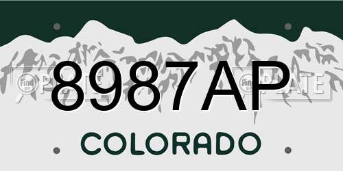 8987AP Colorado License Plate