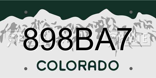 898BA7 Colorado License Plate