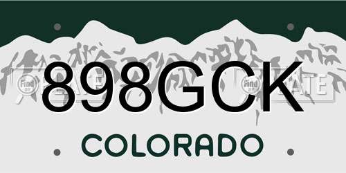 898GCK Colorado License Plate