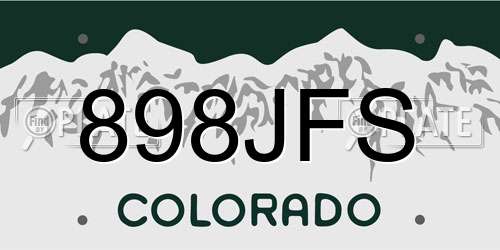 898JFS Colorado License Plate