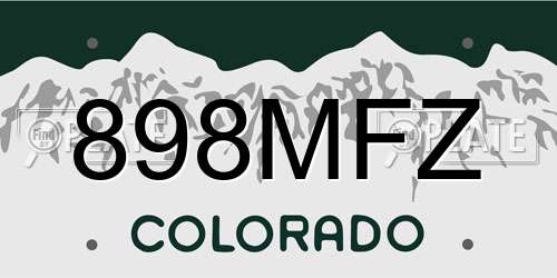 898MFZ Colorado License Plate
