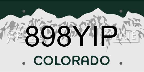 898YIP Colorado License Plate