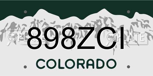898ZCI Colorado License Plate