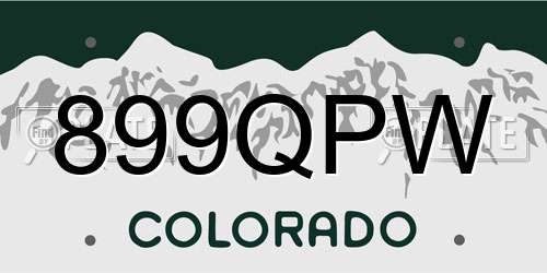 899QPW Colorado License Plate