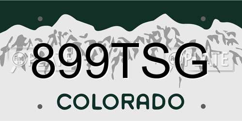 899TSG Colorado License Plate