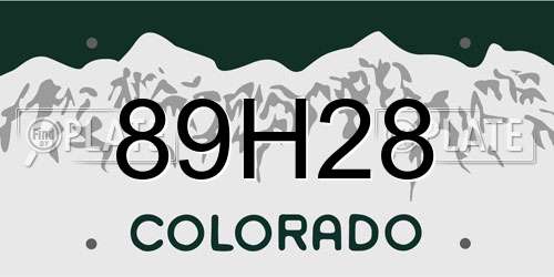 89H28 Colorado License Plate
