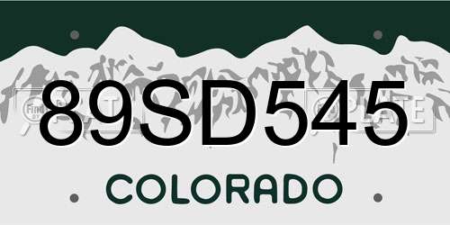 89SD545 Colorado License Plate