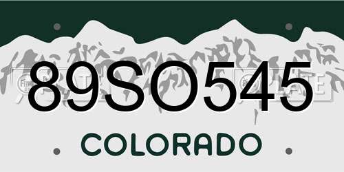 89SO545 Colorado License Plate
