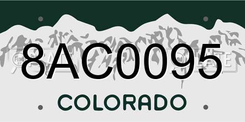 8AC0095 Colorado License Plate