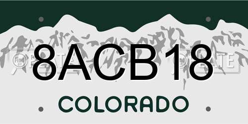 8ACB18 Colorado License Plate