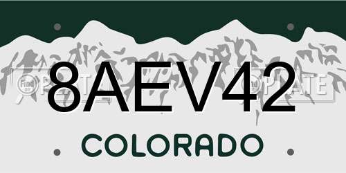 8AEV42 Colorado License Plate