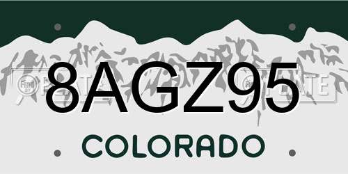 8AGZ95 Colorado License Plate