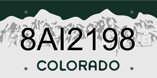 8AI2198 Colorado License Plate