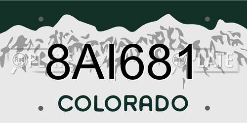 8AI681 Colorado License Plate