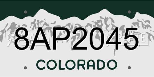 8AP2045 Colorado License Plate