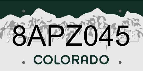8APZ045 Colorado License Plate