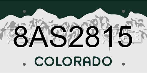 8AS2815 Colorado License Plate