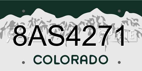 8AS4271 Colorado License Plate