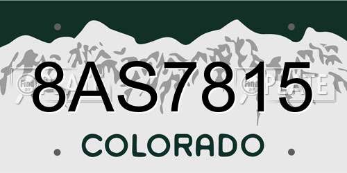 8AS7815 Colorado License Plate