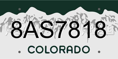8AS7818 Colorado License Plate