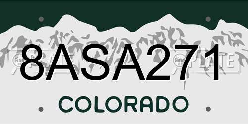 8ASA271 Colorado License Plate
