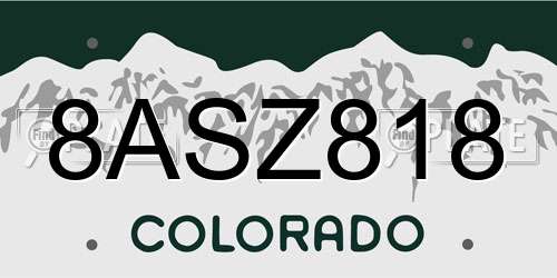 8ASZ818 Colorado License Plate