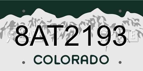 8AT2193 Colorado License Plate