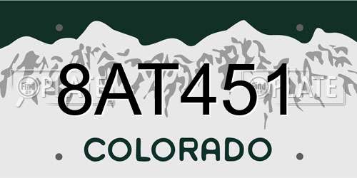 8AT451 Colorado License Plate