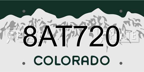 8AT720 Colorado License Plate