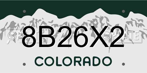 8B26X2 Colorado License Plate