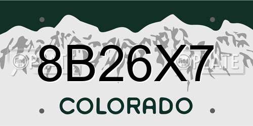 8B26X7 Colorado License Plate