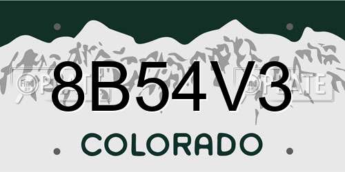 8B54V3 Colorado License Plate