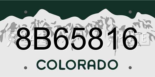 8B65816 Colorado License Plate