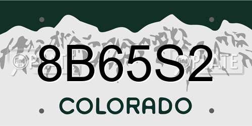 8B65S2 Colorado License Plate