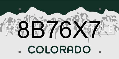 8B76X7 Colorado License Plate