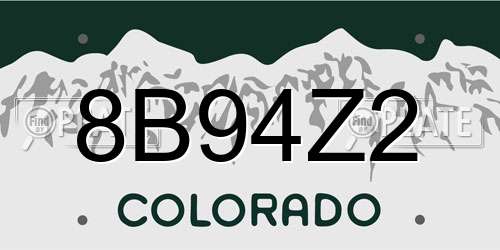 8B94Z2 Colorado License Plate
