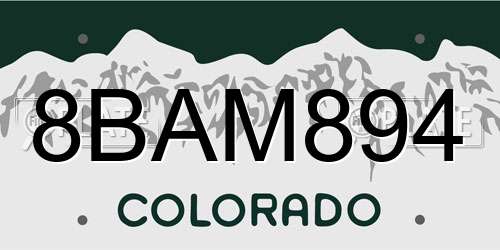 8BAM894 Colorado License Plate
