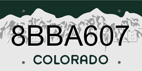 8BBA607 Colorado License Plate