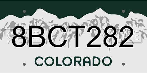 8BCT282 Colorado License Plate